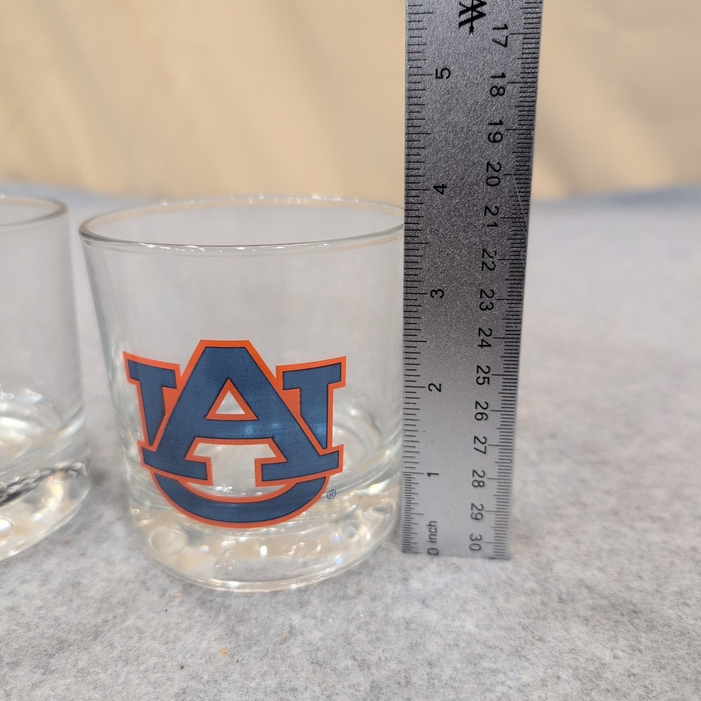 Auburn Tigers AU Logo Whiskey Glasses Set of 2 Clear Rocks Glass 2009 Base - Picture 3 of 3